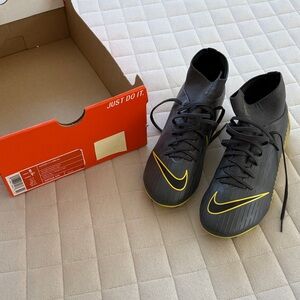 Nike Superfly 6 Pro FG Dark Gray Charcoal and Yellow High-Top Cleats